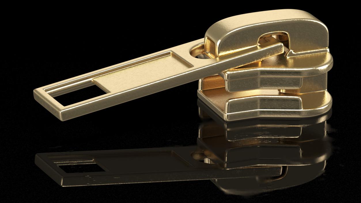 3D Gold Zipper Slider model