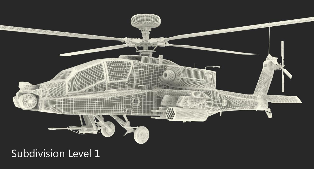 3D AH-64D Apache Longbow Rigged model