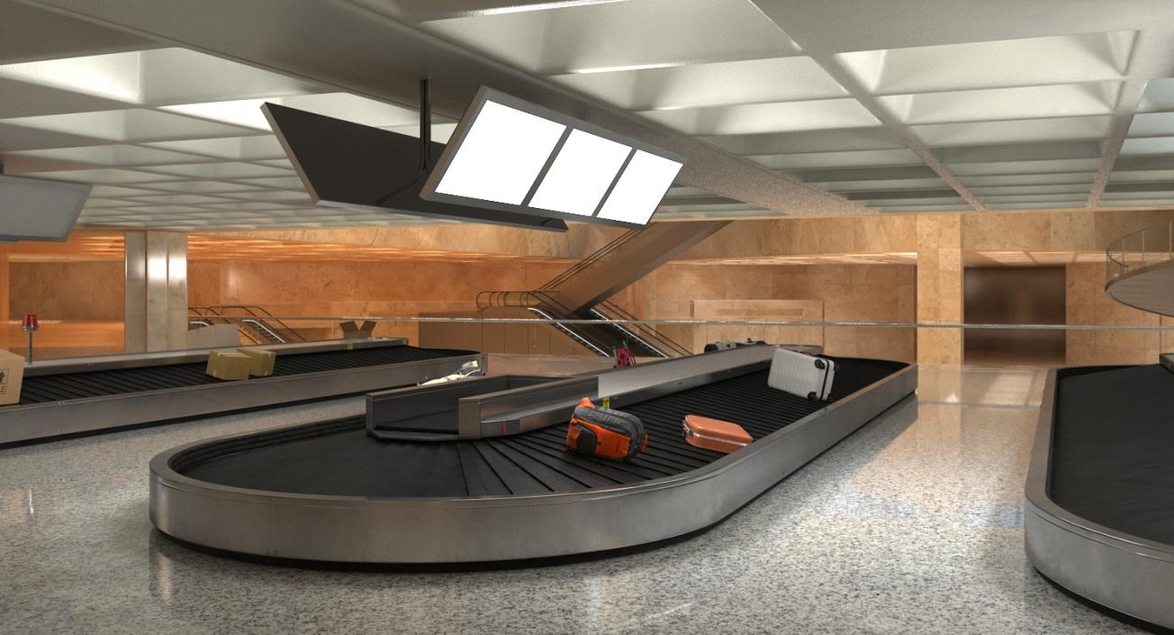 Airport Conveyor Belt System with Baggages 3D