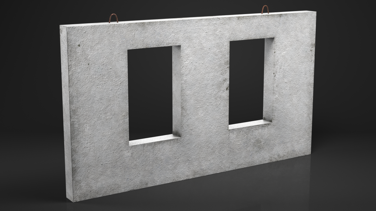 3D Concrete Wall with Windows