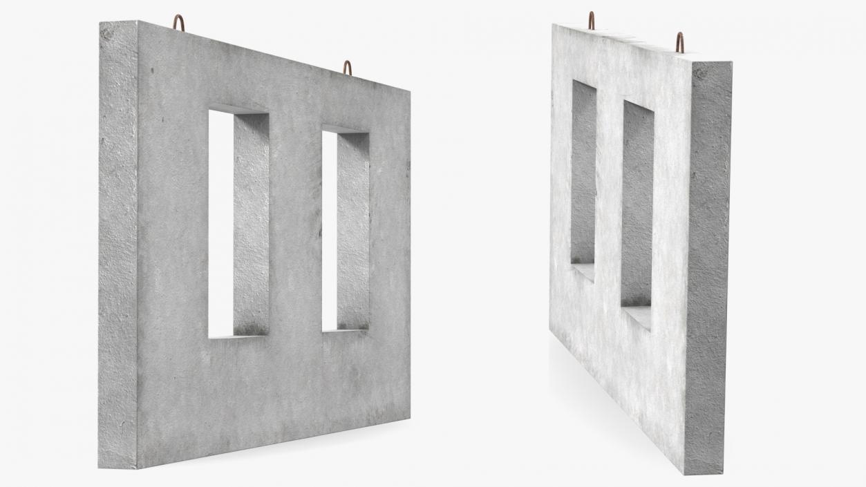 3D Concrete Wall with Windows