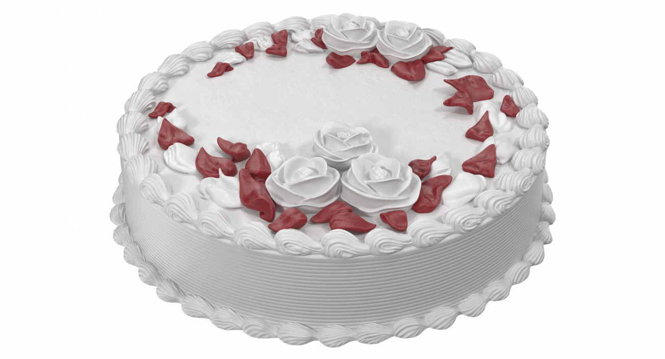 Butter Cream Rose Flower Cake 3D model