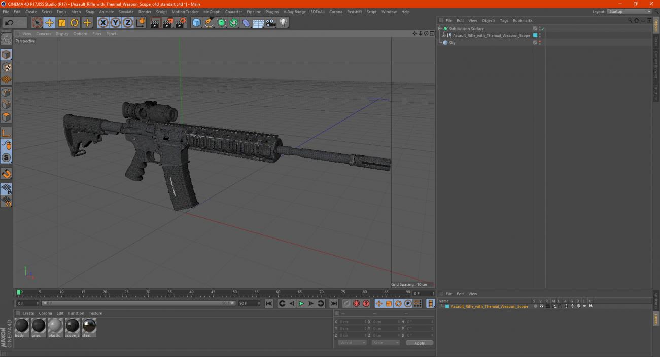 Assault Rifle with Thermal Weapon Scope 3D model