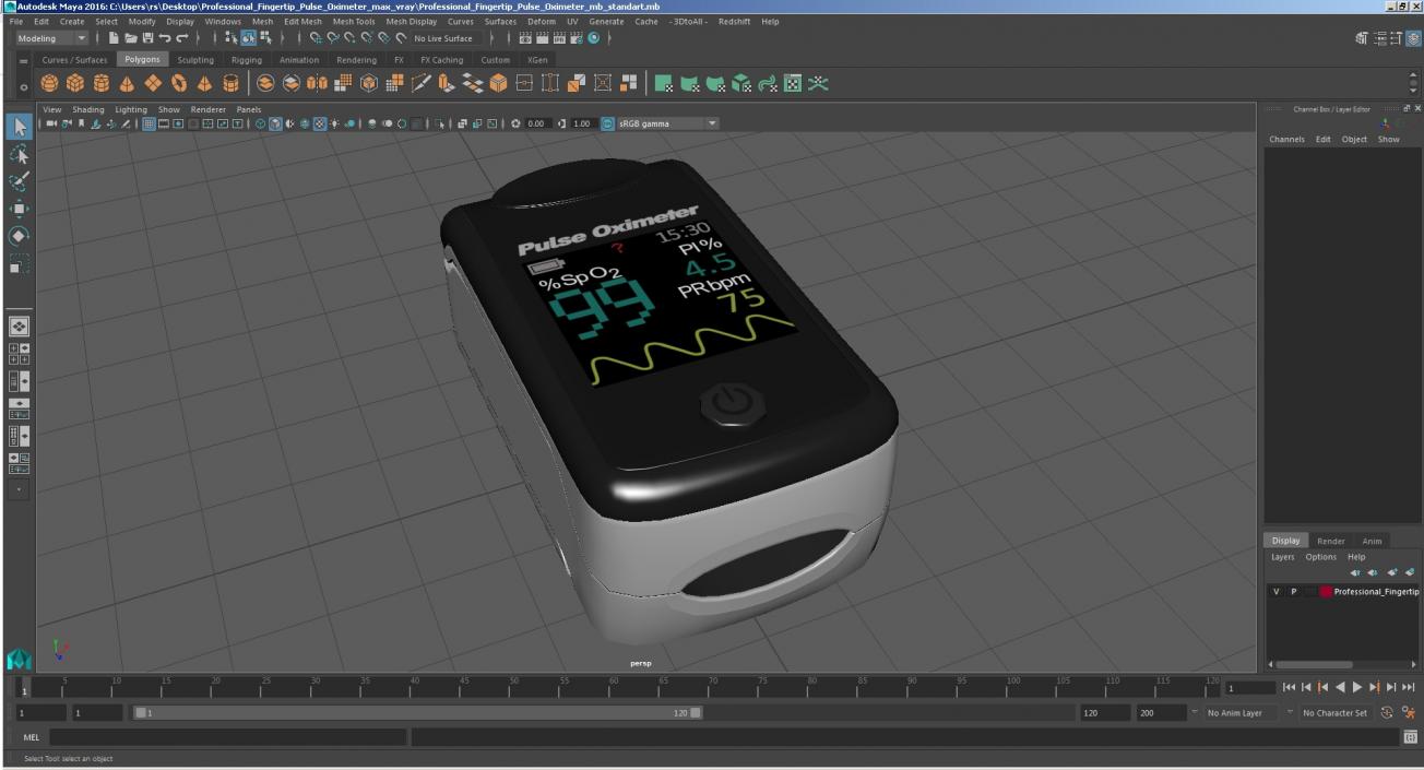 Professional Fingertip Pulse Oximeter 3D