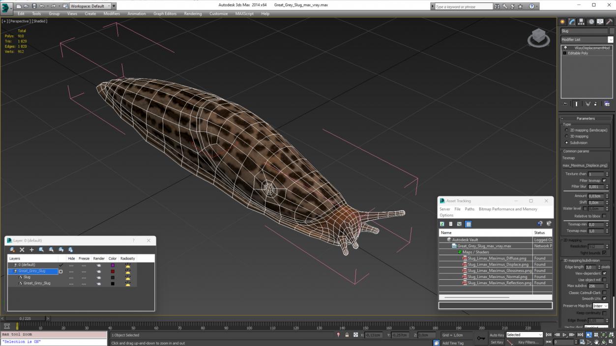 3D Garden Slug Arion Hortensis Lying model