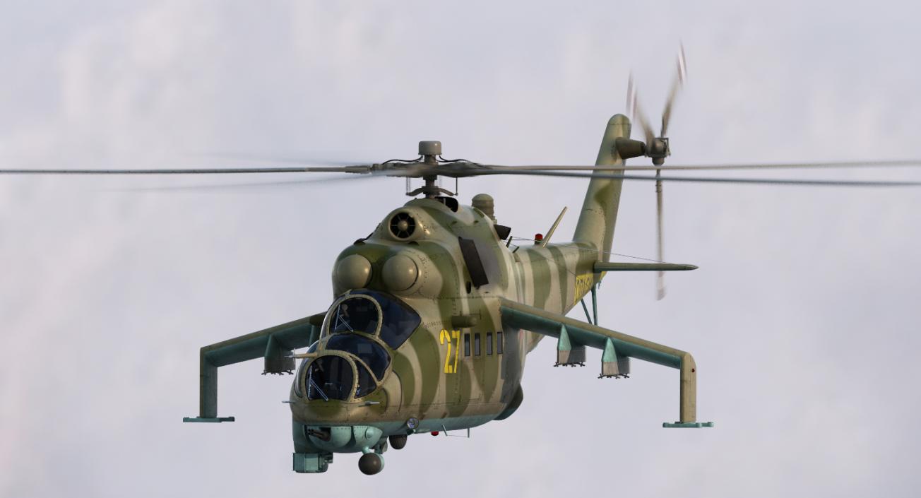 3D model Russian Helicopter Mil Mi-24 Rigged