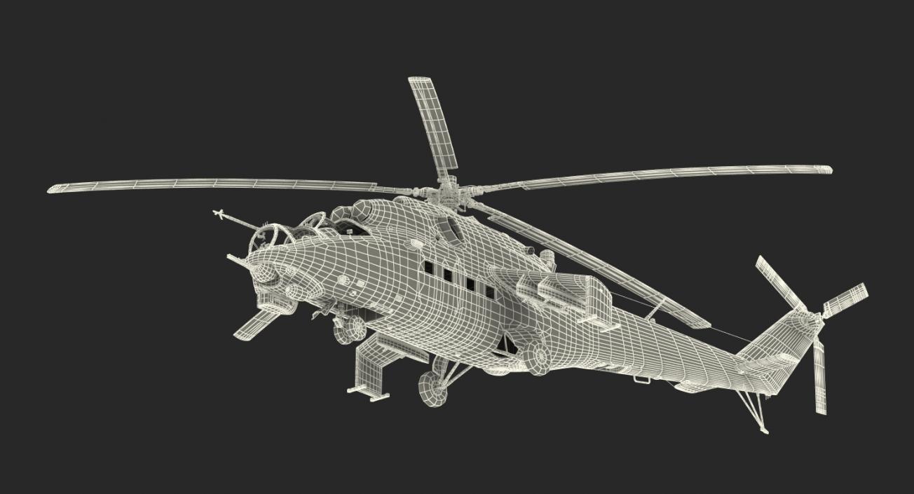 3D model Russian Helicopter Mil Mi-24 Rigged