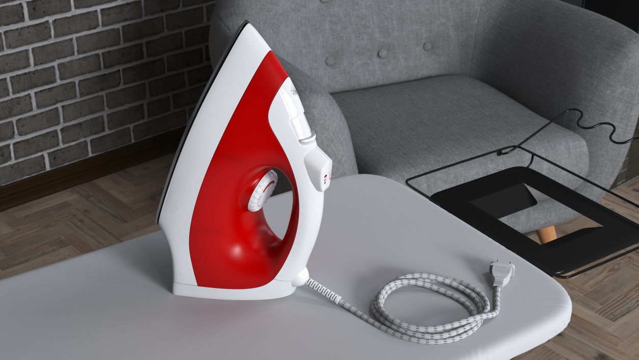 Steam Iron Red 3D model