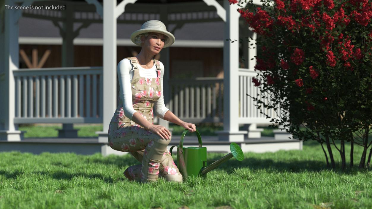 3D Gardener Chinese Old Lady Sitting model