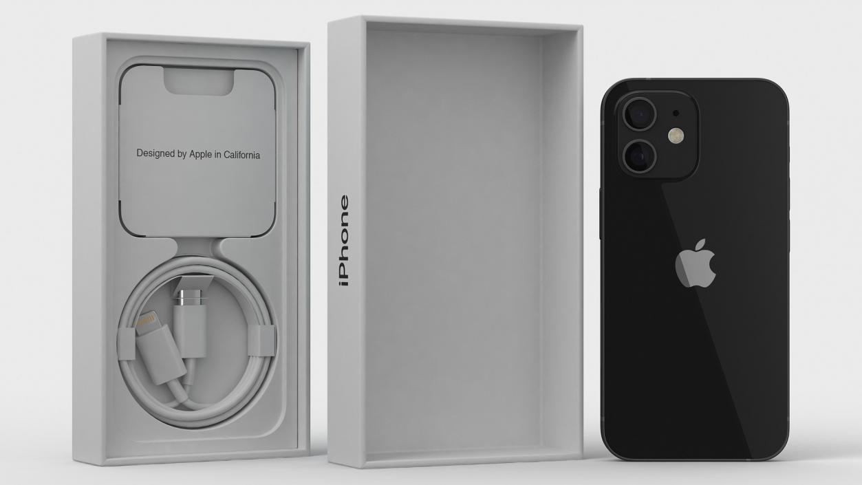 3D iPhone 12 mini Unboxed Black model