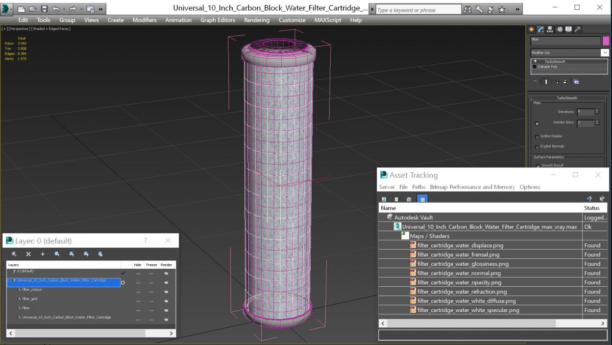 3D Universal 10 Inch Carbon Block Water Filter Cartridge model