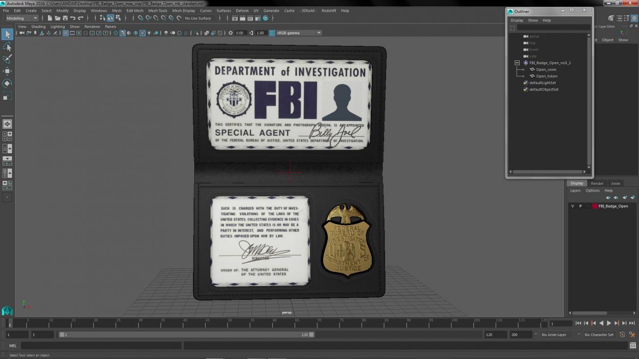 FBI Badge Open 3D model