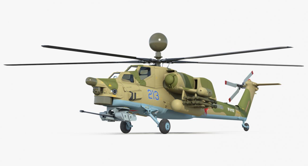 Attack Helicopter MI-28N Havoc with Radar Station 3D model
