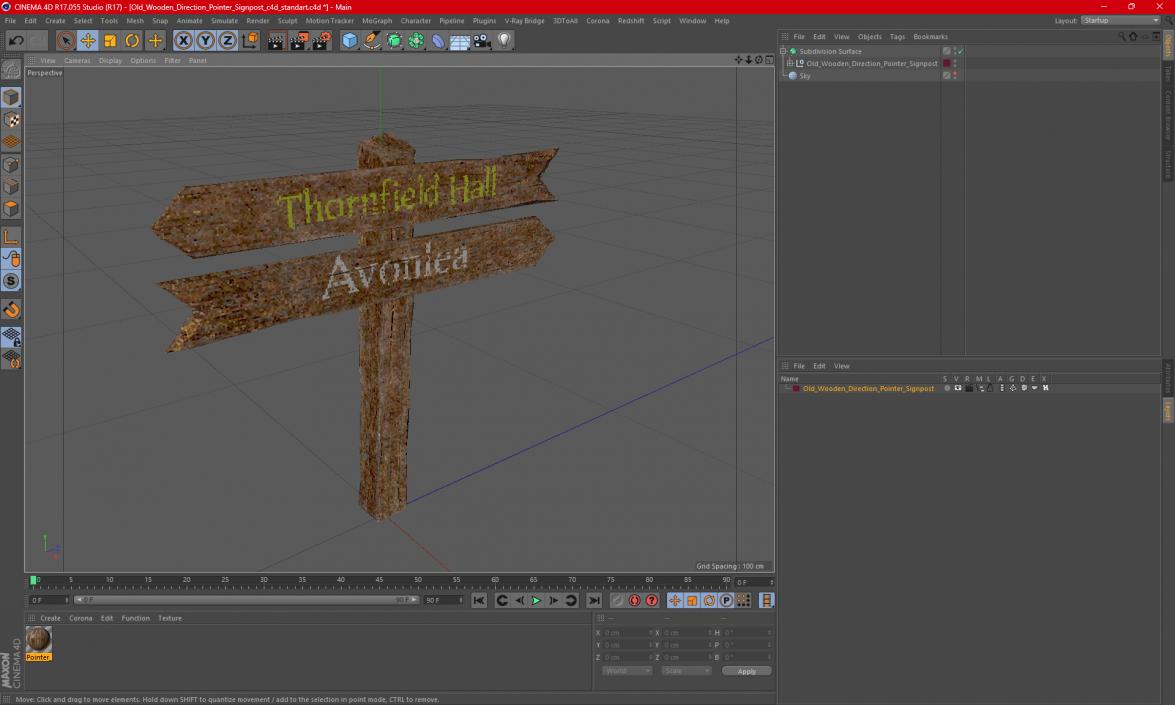 Old Wooden Direction Pointer Signpost 3D