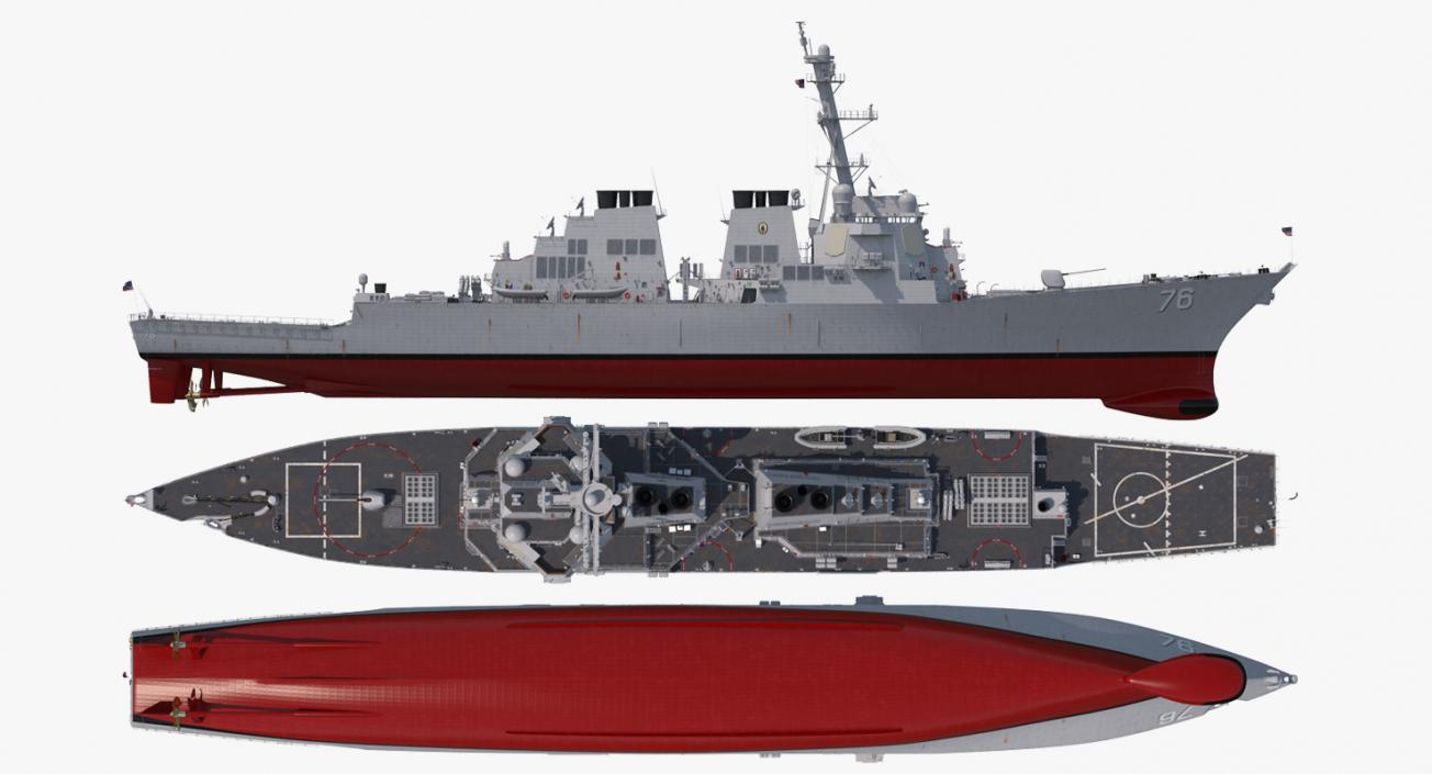 3D model Arleigh Burke Destroyer Higgins DDG-76 Rigged