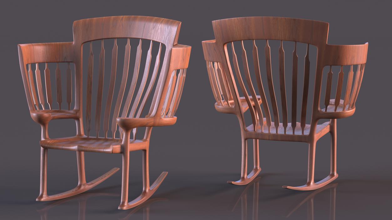 Three Seat Rocking Chair 3D model