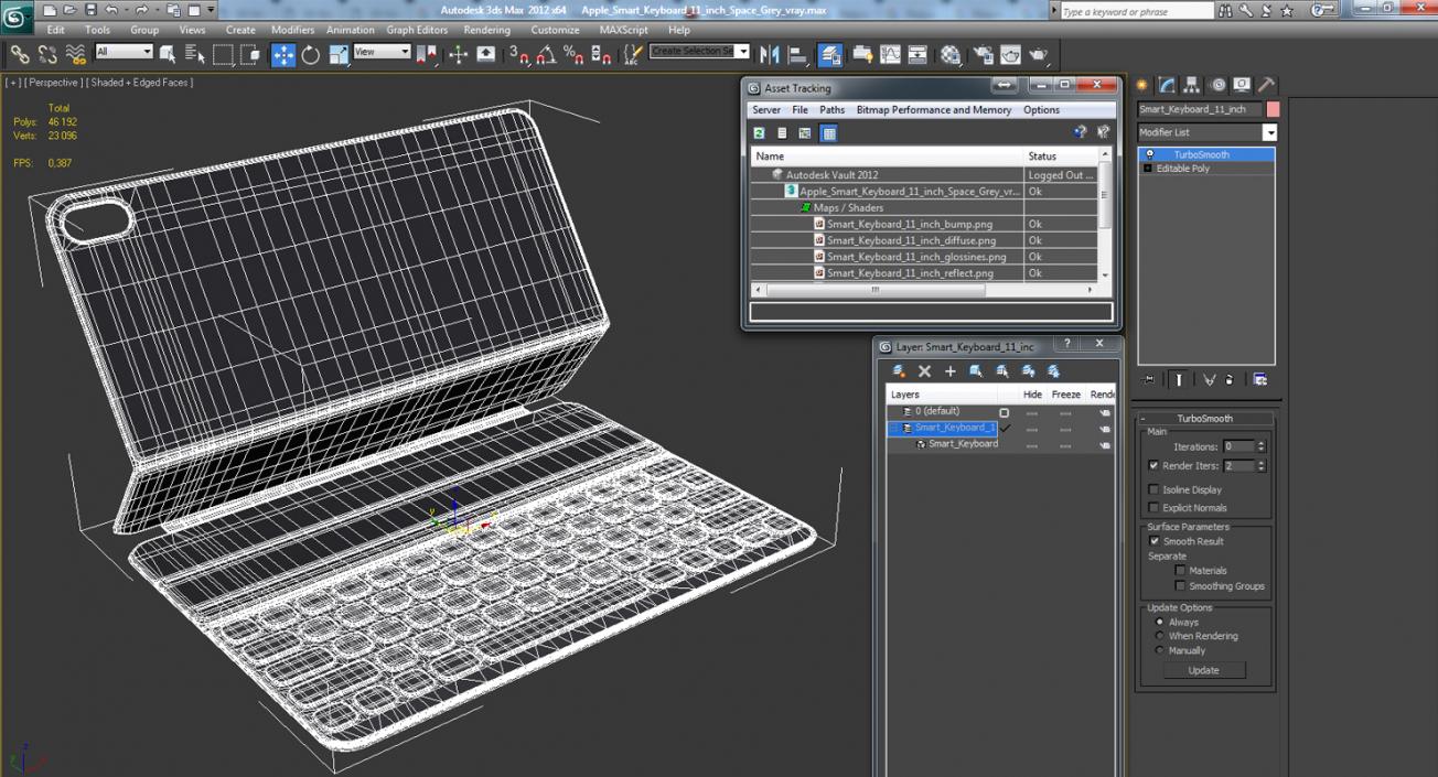 Apple Smart Keyboard 11 inch Space Grey 3D model