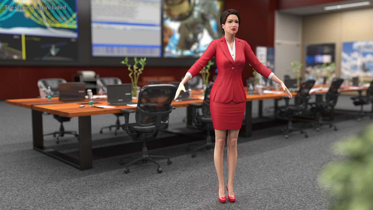 Asian Business Woman T Pose 3D