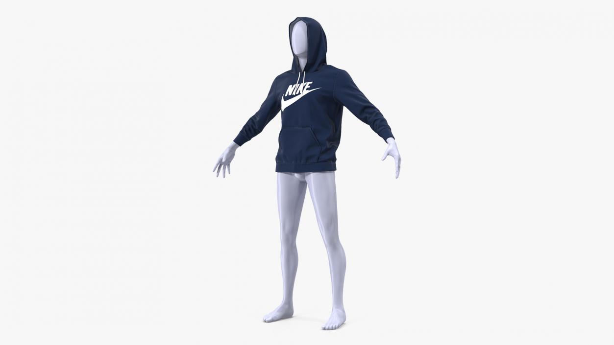 3D Blue Hoodie Nike Raised Hood on Mannequin