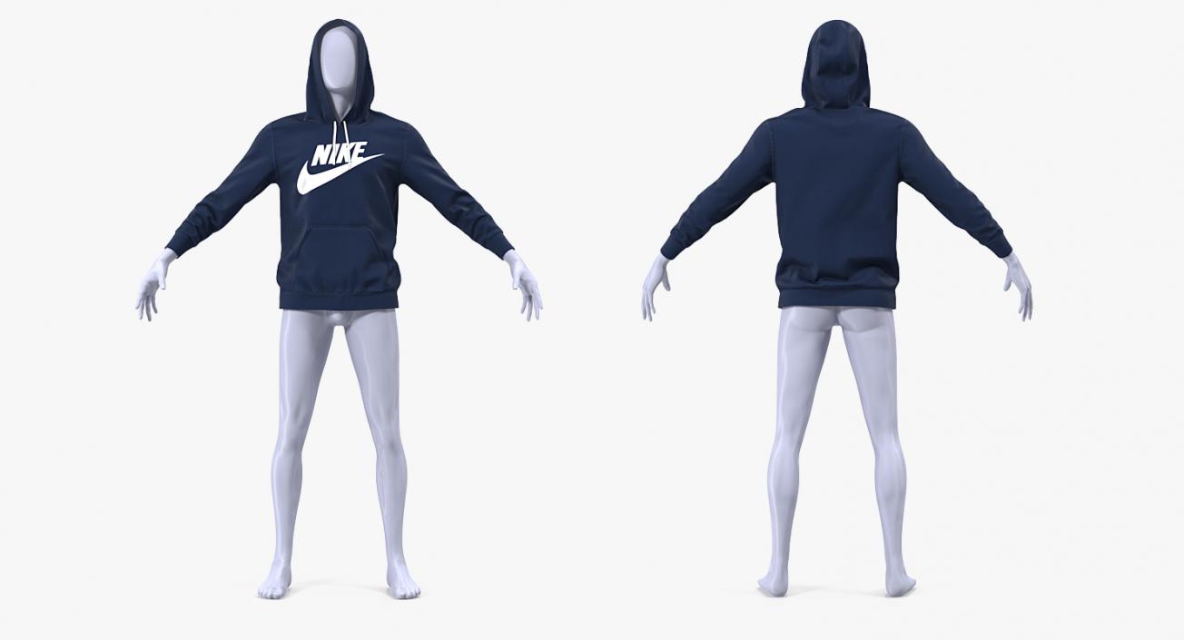 3D Blue Hoodie Nike Raised Hood on Mannequin