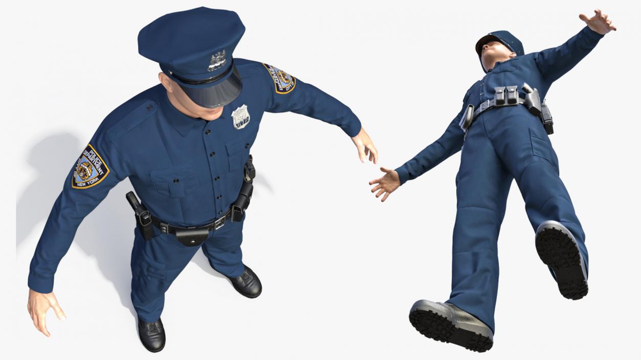 3D model NYPD Police Officer T-Pose Fur