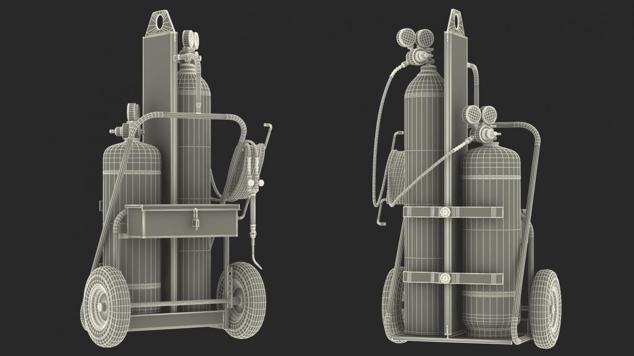3D Oxygen and Acetylene Torch Welding Cart Set model