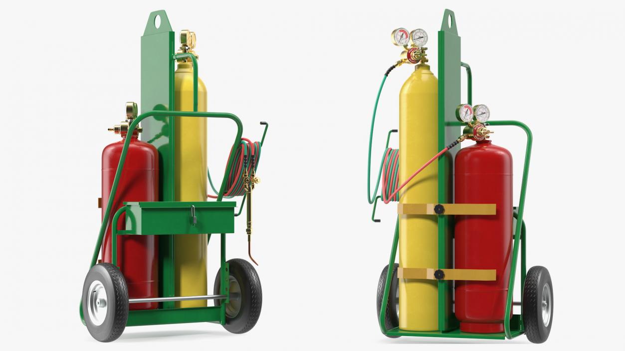 3D Oxygen and Acetylene Torch Welding Cart Set model