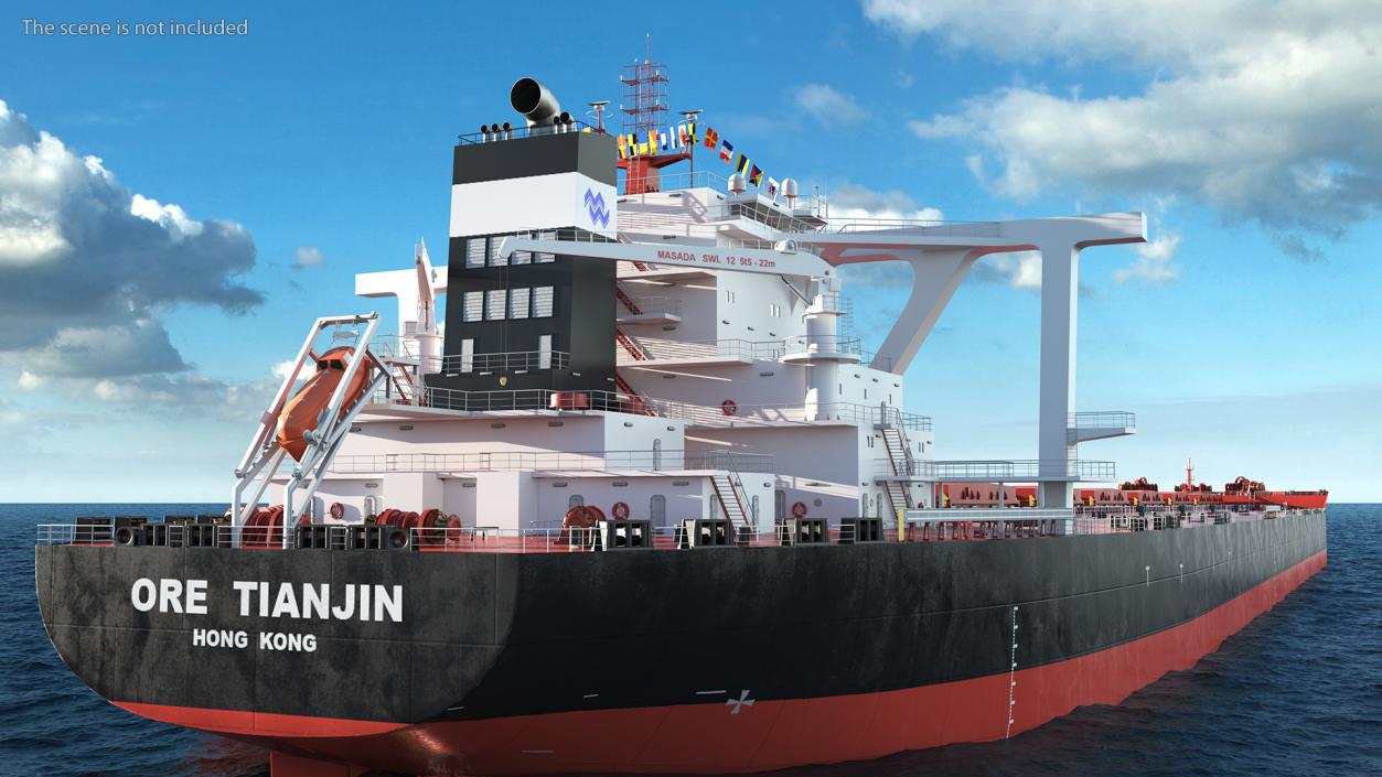 3D Ore Carrier Ship Loaded model