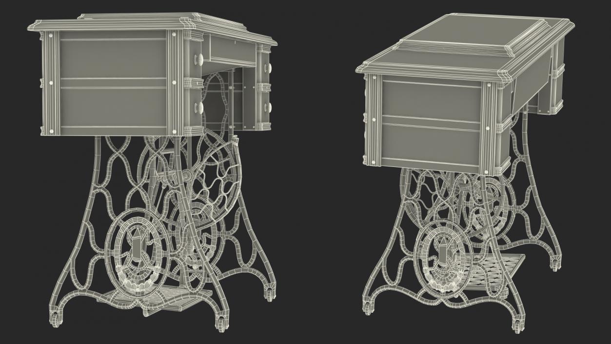 3D model Antique Sewing Machine Cabinet