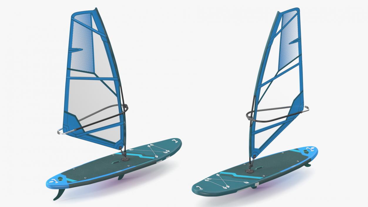 3D Inflatable Windsurf SUP with Sail Blue model