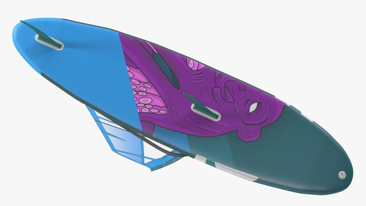 3D Inflatable Windsurf SUP with Sail Blue model