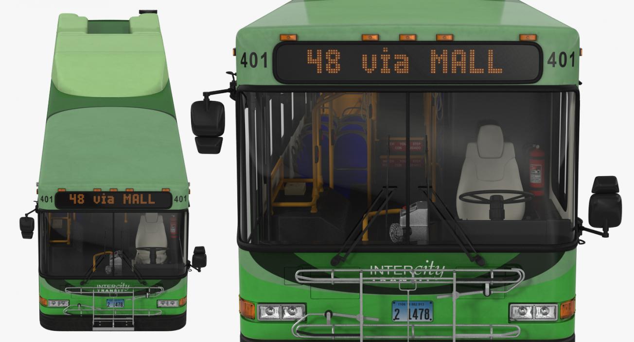 Gillig Low Floor Hybrid Bus Intercity Transit Rigged 3D
