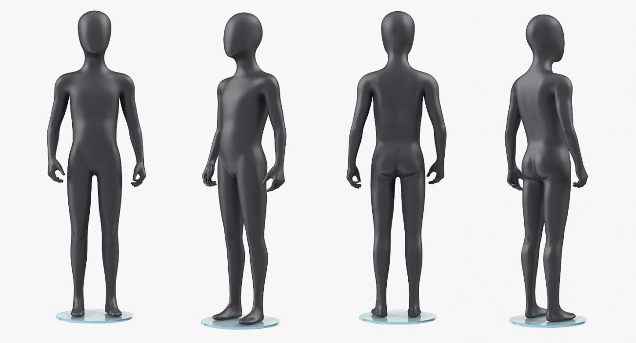 Child Mannequin Dark Standing Pose 3D model