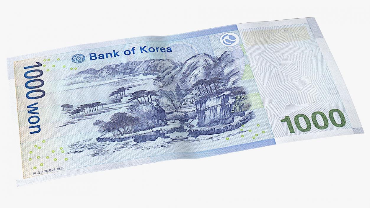 3D model South Korean 1000 Won Banknote