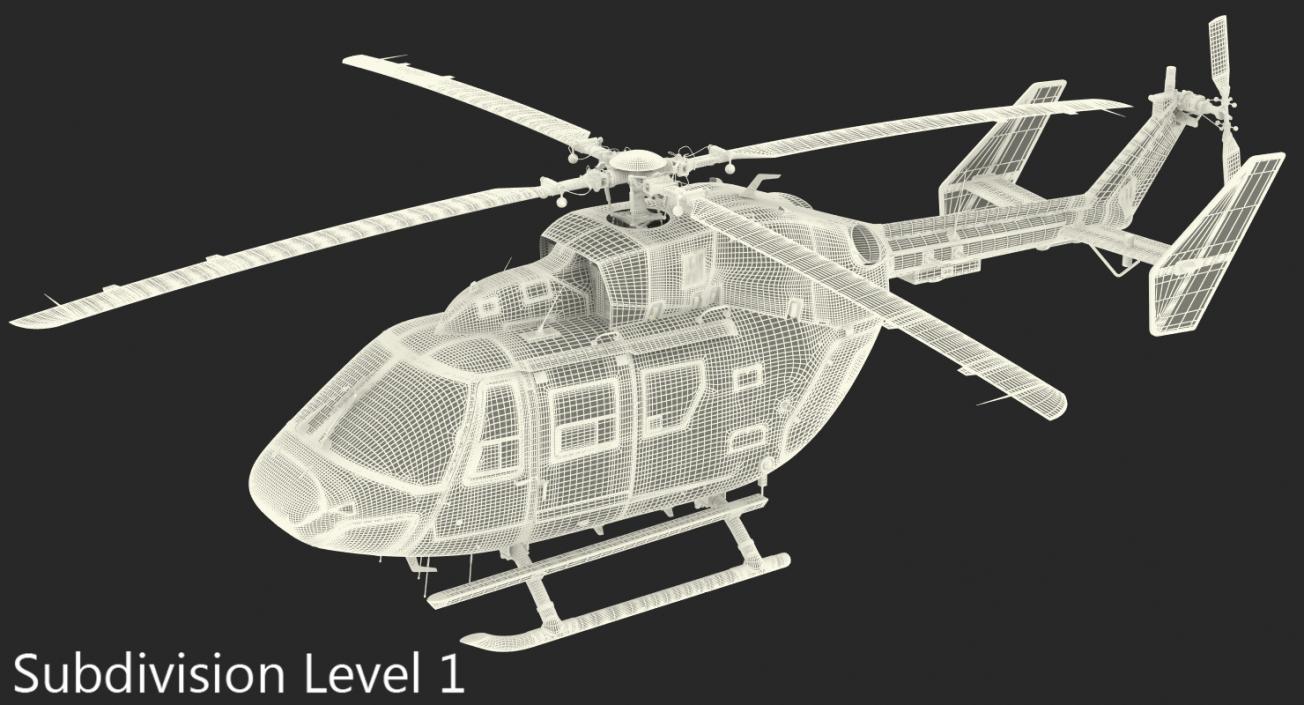 3D Medium Utility Transport Helicopter Kawasaki BK 117