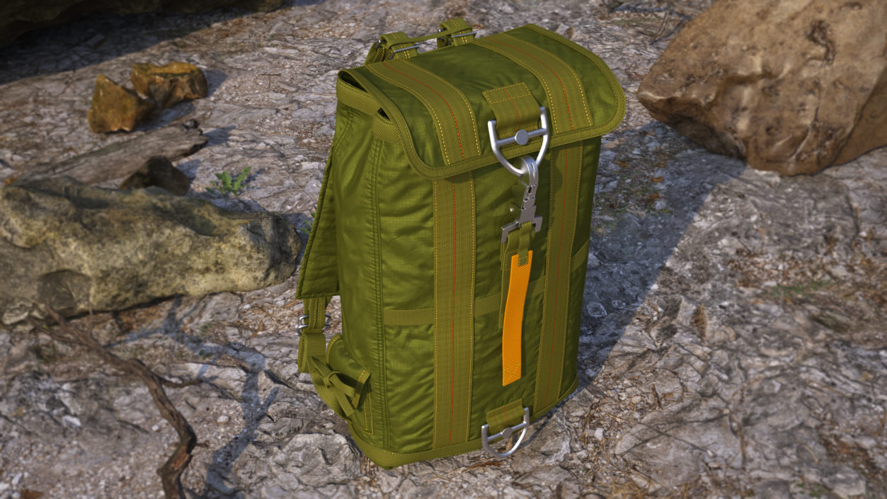 3D Lightweight Travel Parachute Backpack Green model