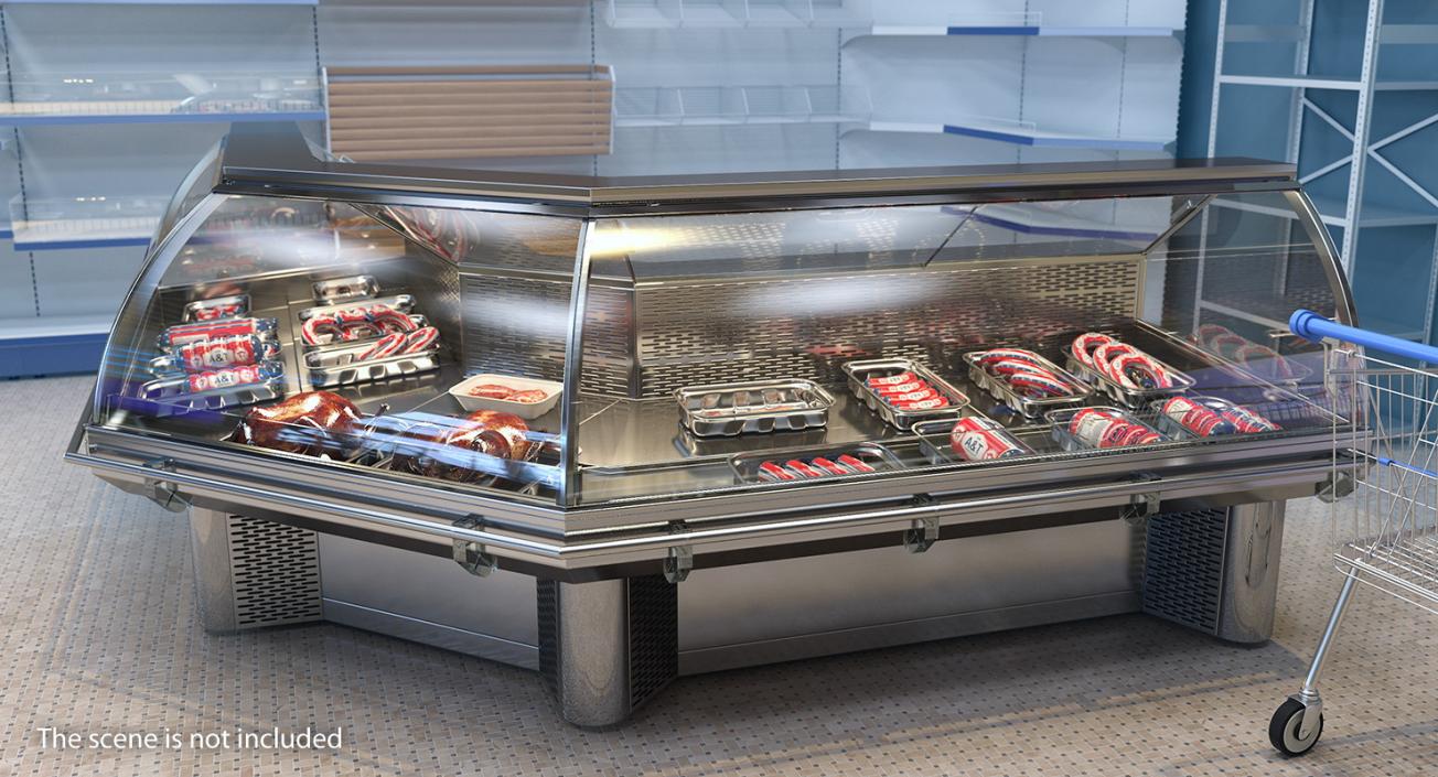 3D Bend Glass Meat Display Counter
