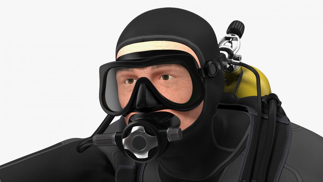 3D model Diver with Underwater Speargun