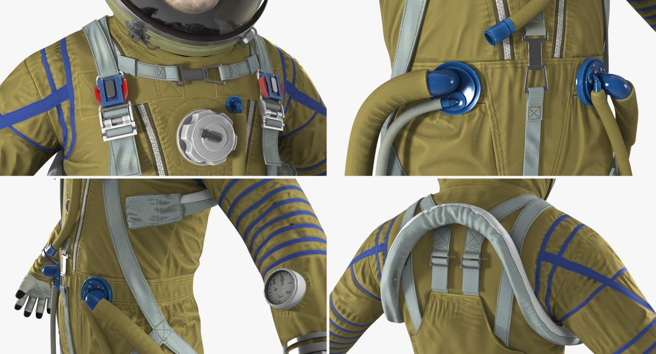 3D model Astronaut Wearing Space Suit Strizh