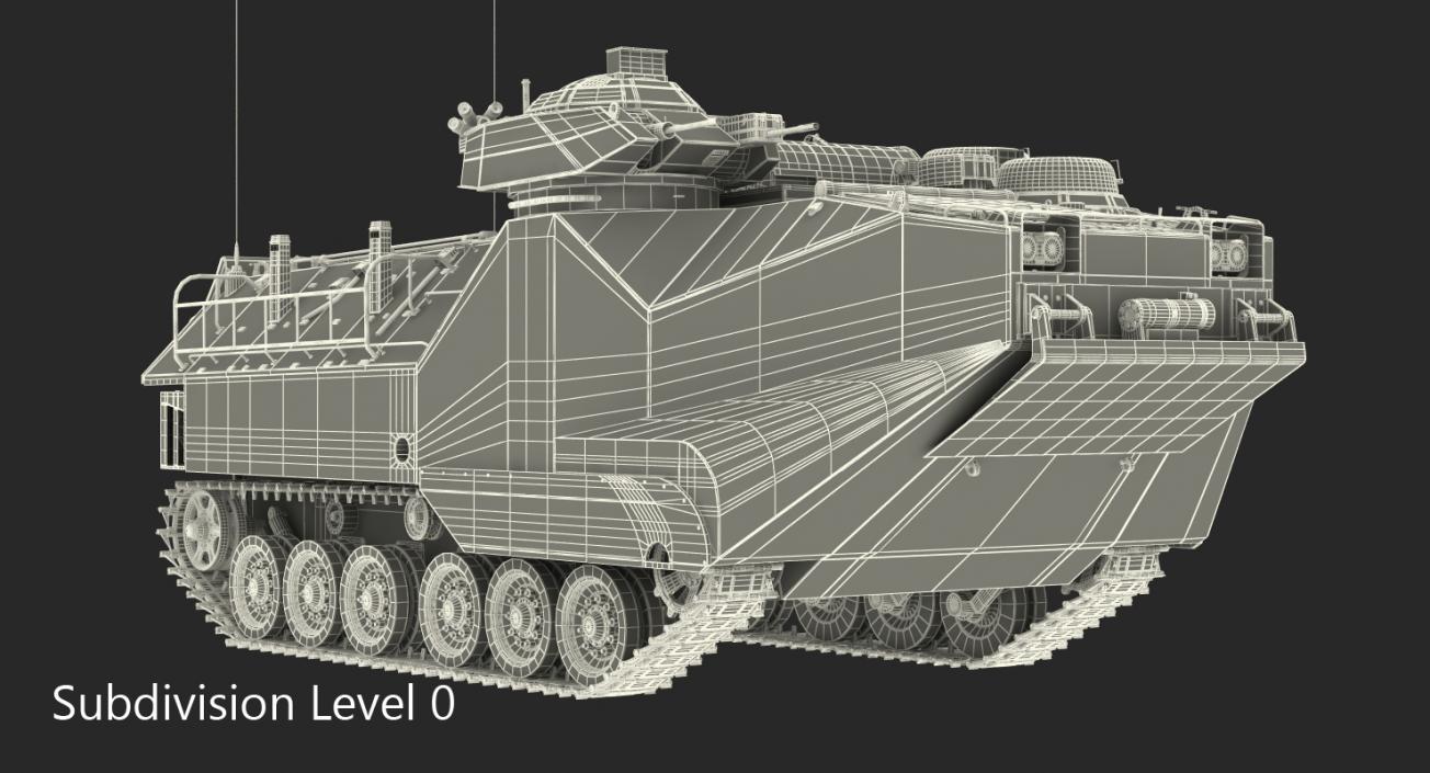 Landing Tracked Vehicle AAV P7 Rigged 3D