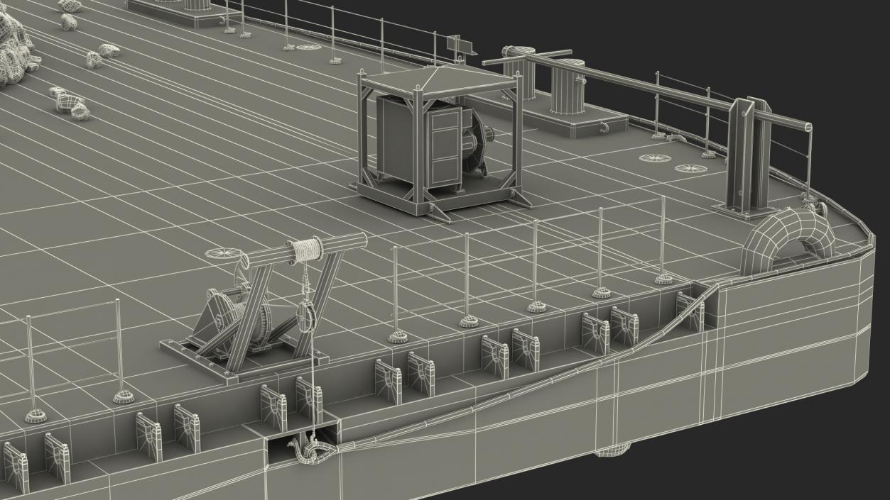 3D model Push Boat Ship with Pontoon Barge Loaded Coal