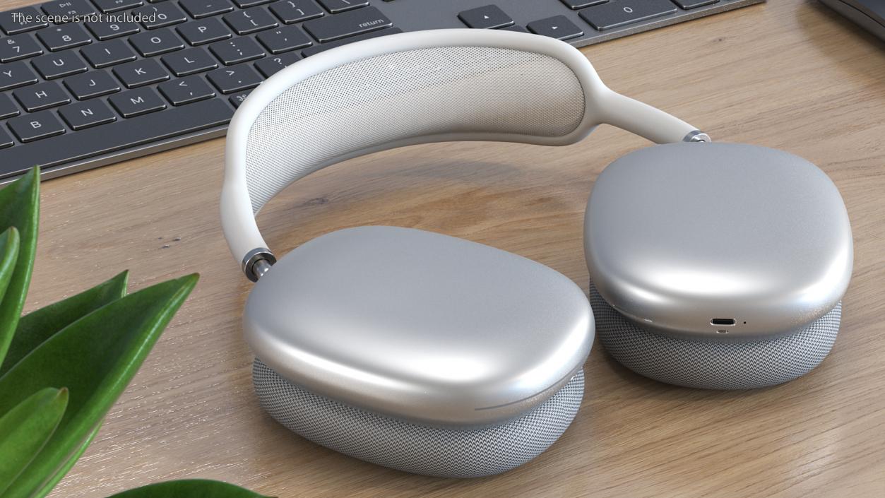 3D Silver AirPods Max with Case model