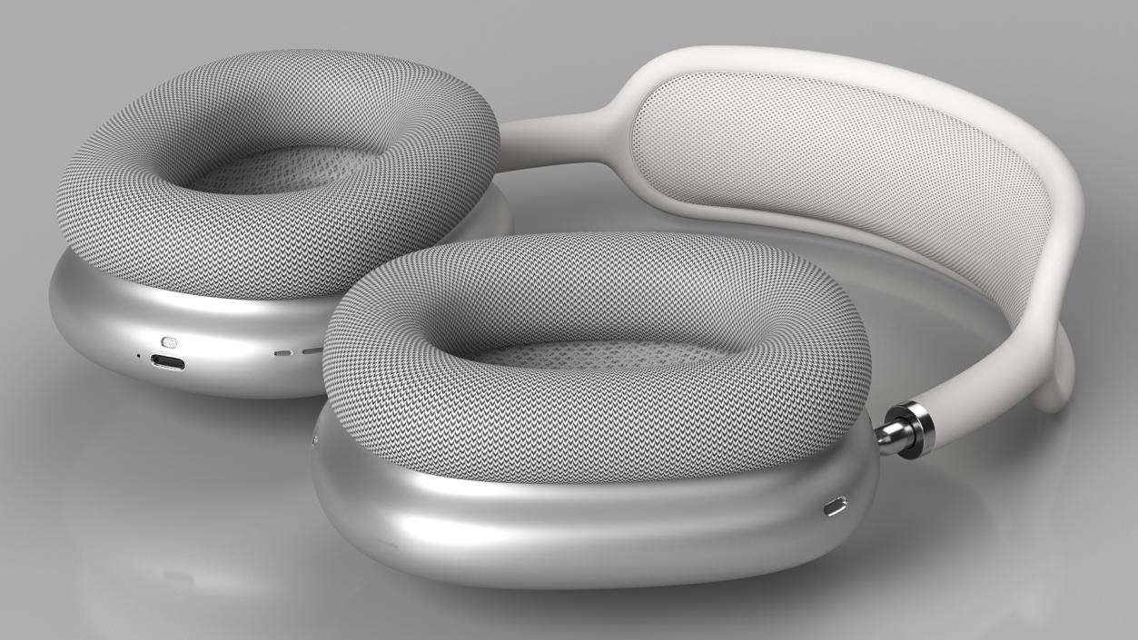3D Silver AirPods Max with Case model
