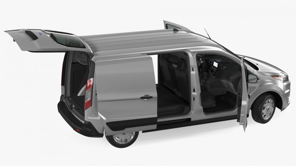 3D Ford Transit Connect Tailgate Silver Rigged model
