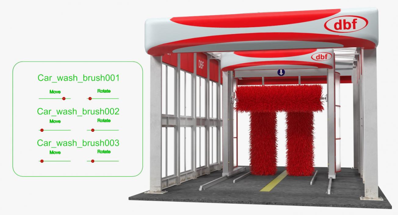 Automatic Car Wash System Rigged 3D