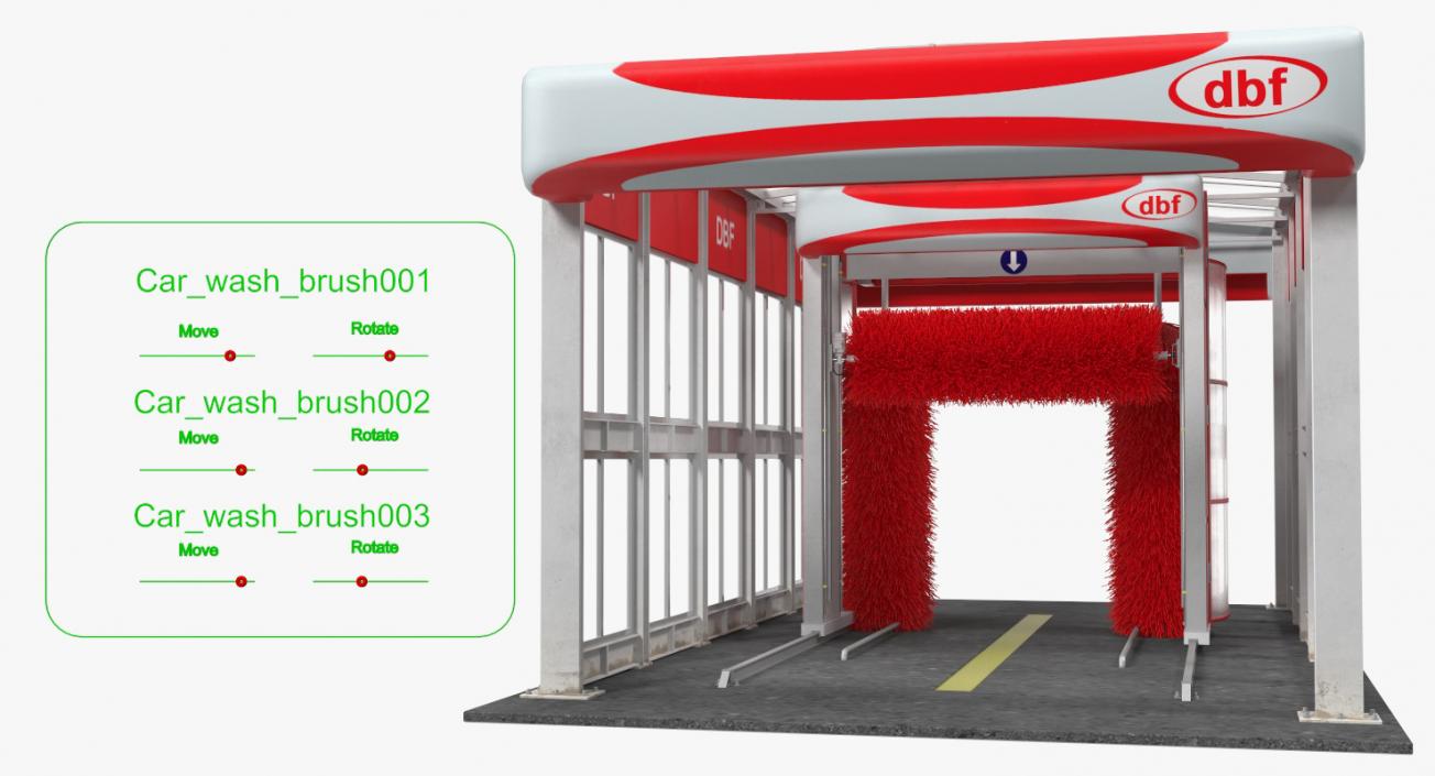 Automatic Car Wash System Rigged 3D