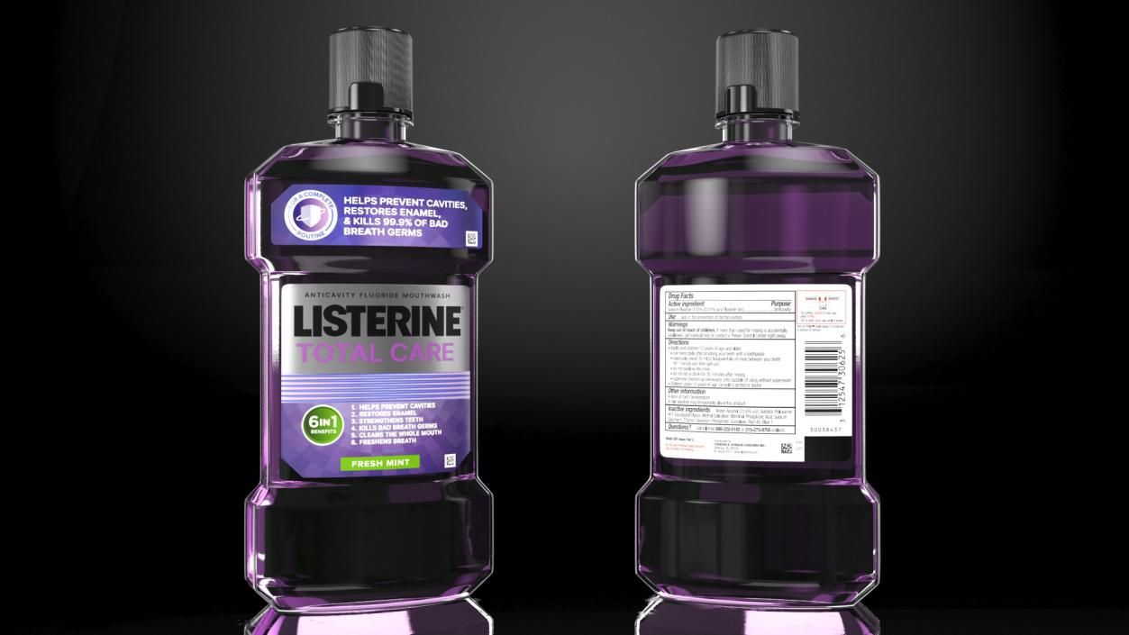 3D Listerine Total Care Anticavity Fluoride Mouthwash 1L model
