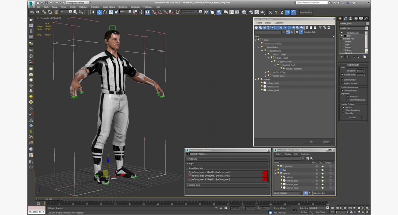 American Football Referee Rigged 3D
