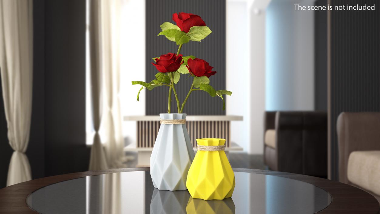 3D Diamond Shape Modern Decor Vases Set