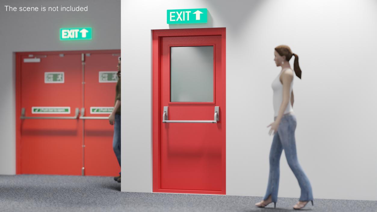 3D Single Fire Exit Door with Panic Bar